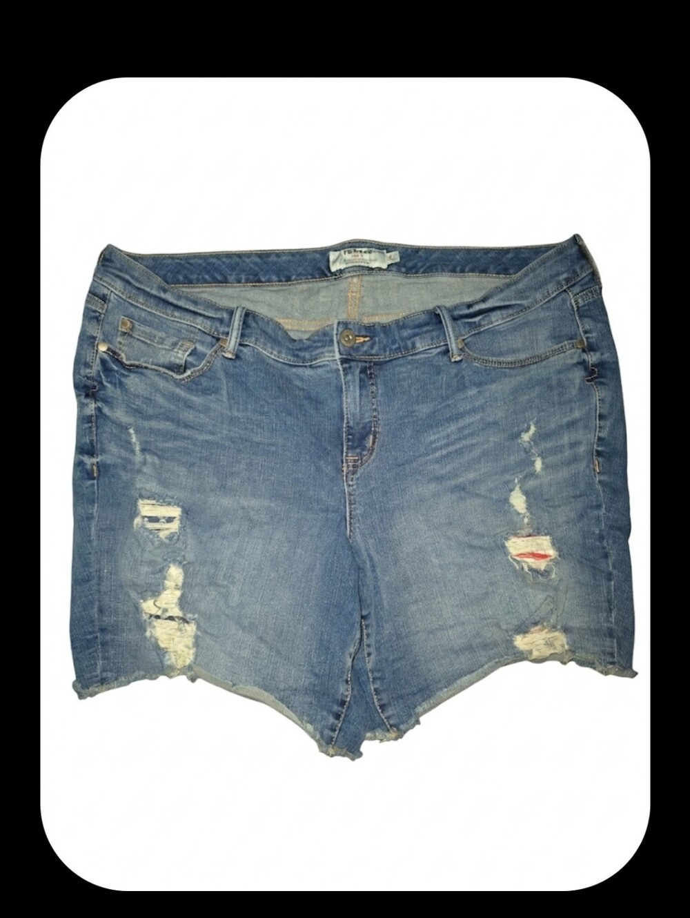 Plus Size 24 Torrid Distressed Blue Denim Women's Shorts American Flag